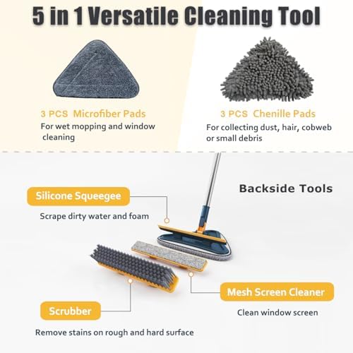 5-in-1 Wall Cleaner Mop with 79'' Long Handle, Triangle Head Wall Scrubber - Image 3