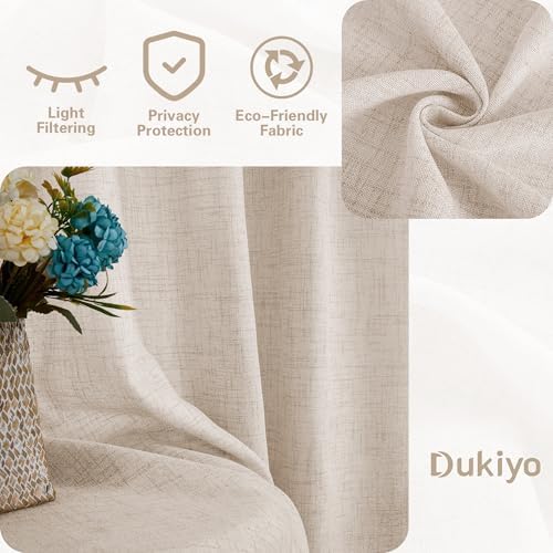 Linen 36 Inch Curtains for Kitchen Window Bathroom Bedroom 2 Panels - Image 2