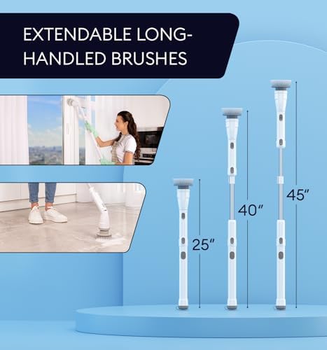 Electric Spin Scrubber, 360 Cordless Powerful Scrub Brush for Cleaning Bathroom, Tile, Floor, Tub & Shower with Adjustable Extension Handle and 3 Replaceable Rotating Brush Heads (Packaging May Vary) - Image 5