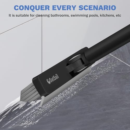 SetSail Grout Cleaner Brush with Long Handle, V-Shaped Floor Brush, Black - Image 6