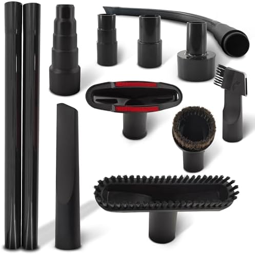 12 Pcs Universal Vacuum Attachments & Brushes Set – Vacuum Cleaner Attachments Universal 2 1/2" 1 1/4" with Soft Bristles – Durable PP, Multi-Purpose for Car, Home, Workshop Cleaning, Extended Reach by NADOBA