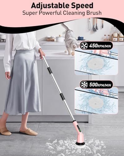 Electric Spin Scrubber for Bathroom, Shower Scrubber with Long Handle - Image 3