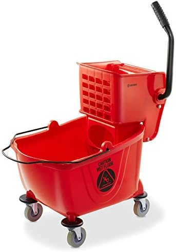 Dryser Commercial Mop Bucket with Side Press Wringer, 26 Quart, Red by Dryser