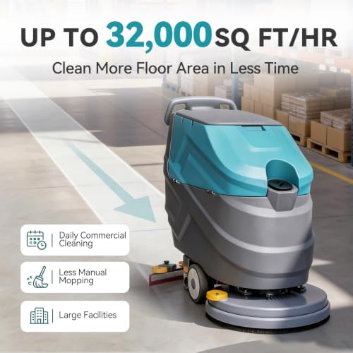 PX7 22" Commercial Walk Behind Floor Scrubber Machine, Heavy-Duty Motor - Image 3