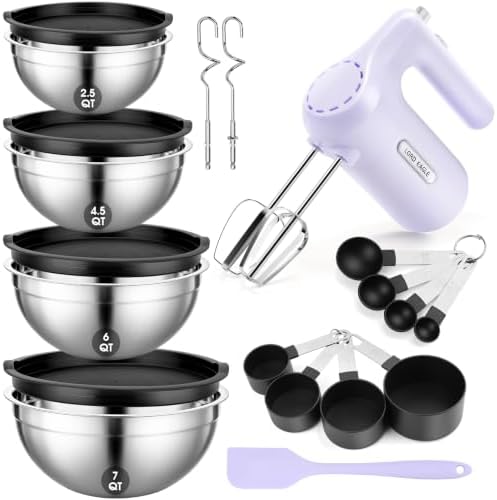Lord Eagle 5-Speed Hand Mixer Electric With 4 Mixing Bowls Set by LordEagle