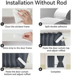 Vatge Gray Privacy French Door Curtain - Thermal Insulated Self Adhesive Blackout Door Curtains with Tieback, 1 Panel, W25 x L72, Grey - Image 3