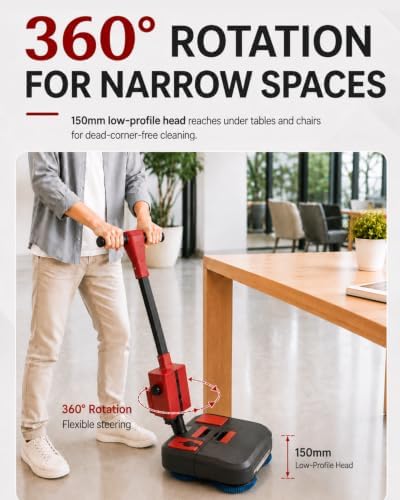 17" Commercial Floor Scrubber Machine Cordless with LED Light - Image 5