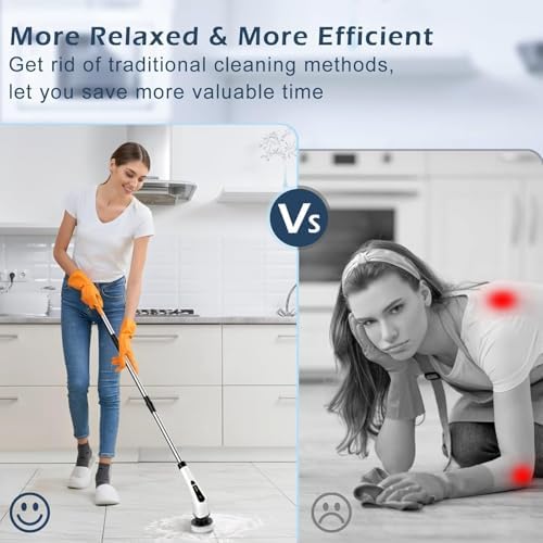 Electric Spin Scrubber, Cordless Cleaning Brush Scrubber for Home, 8 Replaceable Brush Heads, 3 Adjustable Size, 2 Speeds for Bathroom Shower Bathtub Glass Car, Gift for Holidays Birthday - Image 5