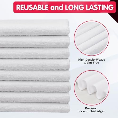 FIXSMITH White Microfiber Cleaning Cloth -Pack of 8, Highly Absorbent Cleaning Rags, 16"X12" All Purpose Cleaning Towels for Housekeeping, Kitchen, Car, Lint Free and Reusable Microfiber Towels - Image 3