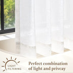jinchan Linen Pinch Pleated Back Tab Tier Curtains, 26x20, White - Image 6