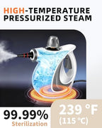Pressurized Handheld Steam Cleaner for home with 12pcs Accessories&Safety Lock – Multi-Surface Natural Deep Steamer for Cleaning Car, Furniture, Floor, Upholstery, Tile, Grout, Windows - Image 4