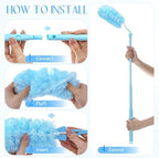 50 PCS Heavy Duty Duster Refills with Retractable Handle and Short Handle, Disposable Surface Duster Kit for Cleaning Dusting Furniture Blind Ceiling Fan (Blue) - Image 4