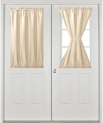 Hiasan French Door Curtains Privacy, Beige, 24W x 40L, 1 Panel - Image 2