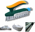 Multifunctional Tile Grout Cleaning Brush with V-Shaped Bristles, 180° Rotating Head, Rubber Wiper Strip, Green and Yellow by SAYUANVA