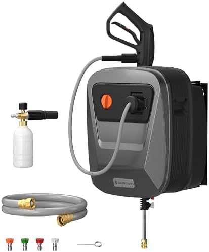 Giraffe Tools 65FT Wall Mount Pressure Washer G20, Dark Silver, Grey Hose by GiraffeTools