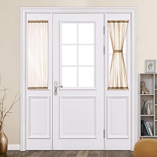 MIULEE Brown 25 x 40 Inches Sidelight Sheer Curtains for French Door by MIULEE