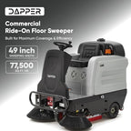 Commercial Ride-On Floor Sweeper, 49" Brush Width, 25 Gal Dustbin, 3hr Runtime 8 hr Charge, 77,500 sq. ft/hr, 6 MPH Max Speed- Ideal for Warehouses, Outdoor Spaces, & Large Facilities - Image 2