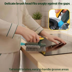 Multifunctional Tile Grout Cleaning Brush with V-Shaped Bristles, 180° Rotating Head, Rubber Wiper Strip, Green and Yellow - Image 5