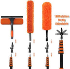 30FT Reach Duster Kit, Window Cleaning with 5-24FT Telescoping Extension Pole, High Ceiling Duster, Microfiber Feather Duster, Cobweb Duster, Window Squeegee, Feather Duster, Extendable Pole Kit - Image 3