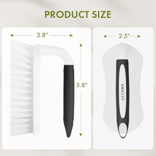 Amazer Scrub Brush for Cleaning Comfort Grip Shower Scrubber Stiff Bristles with Handle Heavy Duty Cleaner Brush for Tub Sink Carpet Floor - Pack of 2 (Black+Black) - Image 2