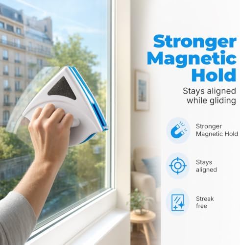 Double Sided Magnetic Window Cleaner, Magnetic Window Cleaner Tool for 3-8mm Glass, Triangle Glass Cleaning Wiper with Safety Rope, Magnetic Glass Cleaner for Home Windows (2pcs) - Image 7