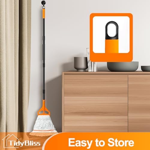 TidyBliss Commercial Mop Heavy Duty with 55” Long Handle (Orange) - Image 6
