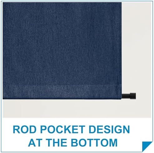 RYB HOME Privacy Door Window Curtains, Rich Linen Texture Room Darkening Window Curtains and Drapes Thermal Insulated Tricia Door Blinds for Patio Doorway, W26 x L80 inch, 1 Panel, Blue - Image 6