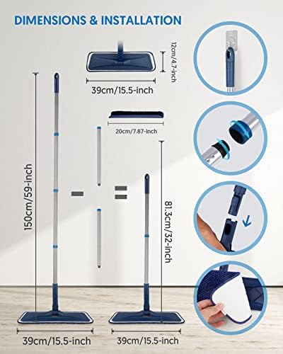 BPAWA Microfiber Mops for Floor Cleaning: Flat Mop for Wood Laminate Tile - Image 5
