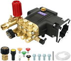 Horizontal Pressure Washer Pump, 3/4" Shaft Crankshaft Triplex Plunger, 2600-3300 PSI, 3GPM, Replacement Power Washer Pumps ，Two Kinds of Water Outlet Interfaces by Unknown