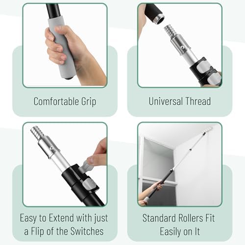 Bates- ‎Telescoping Pole, 2.4 to 6 Ft Long, Black & Gray, Paint Roller Extension Pole for Painting - Image 3