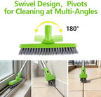 2 Pack Grout Brush with Long Handle, Swivel Cleaning Grout Line Scrubber - Durable Handle Grout Cleaner Brush for Bathroom,Tile,Baseboard,Walk in Shower,Corner & Narrow Space (Green) - Image 5