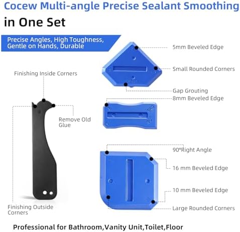 Silicone Caulking Tool Kit, Caulk Remover Tool, Putty Knife Scraper, 3 Glass Glue Corner Scrapers, Grout Removal Tool with Stainless Steel Head for Kitchen Bathroom and Window - Image 4