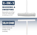 12 Inch Silicone Shower Squeegee for Glass Doors with Microfiber Cloth & Hook, Streak-Free Window Cleaner for Bathroom Mirror Tile Car, No-Scratch Squeegee with Rustproof Metal Core (White) - Image 4