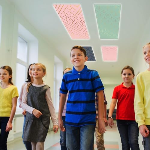 4pcs Classroom Fluorescent Magnetic Light Covers,2x4 FT Geometric - Image 6