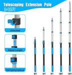 16FT Reach Window Squeegee Kit with Extension Pole, 2-in-1 Professional Washer for High Windows, 3-12FT Adjustable Reach, Rotatable Head for Indoor & Outdoor Use, Streak-Free Cleaning Tool for Home - Image 2