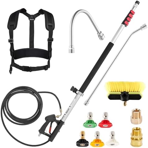 M MINGLE 20 FT Telescoping Pressure Washer Wand with Brush Head by MMINGLE