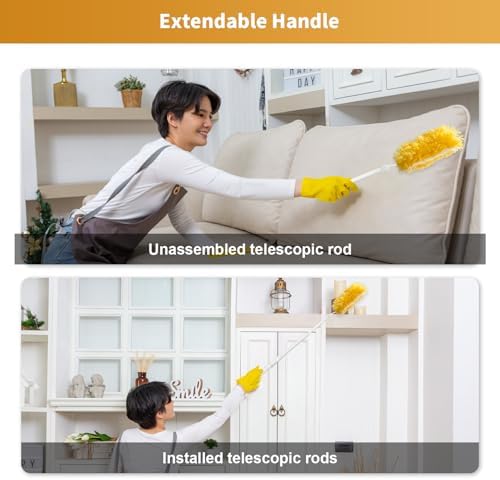 50 Pack Duster Refill Compatible with 1 Extendable Handle, 360 Heavy Duty Duster Kit with 1 Handle, Multi-Surface Disposable Dusters Refills for Cleaning Corner, Furniture, Car, Blinds - Image 5