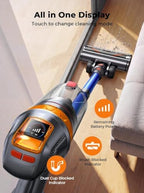 Cordless Vacuum Cleaner, 650W 55KPA 70Min(Eco) with Extra Mattress Cleaning Tool, Stick Vacuum Cleaners for Home, Wall Mount Charging, Self-Standing, Stick Cordless Vacuum for Floor Pet Hair Carpet - Image 5