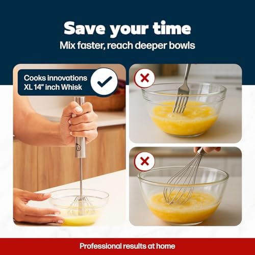 Stainless Steel Push-Down Rotary Egg Beater 14 Inch Hand Whisk Eggs & Milk - Image 4
