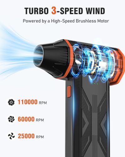 Electric Air Duster, 110000 RPM Cordless Rechargeable Compressed Air Duster - Image 3