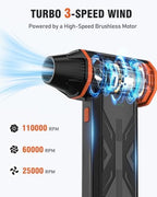 Electric Air Duster, 110000 RPM Cordless Rechargeable Compressed Air Duster - Image 3