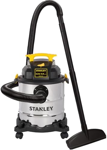 STANLEY SL18116 Wet/Dry Vacuum, 6 Gallon, 4 Horsepower, Stainless Steel Tank, 4.0 HP, Silver+Yellow by STANLEY