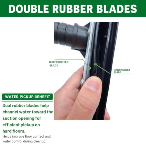 14" Vacuum Wand and Squeegee Vacuum Tool, 1.5-Inch Wet Dry Vacuum Attachments Kit, Compatible with Select Shop-Vac and RIDGID Wet/Dry Models, Black Rubber Blades, 2-Piece S-Wand for Hard Floors - Image 4