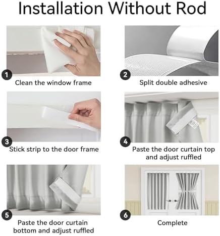 Vatge Grey French Door Curtain Panel - Adjustable Window Coverings for Front/Back Doors, 1 Panel, W36 x L72, Silver Grey - Image 3