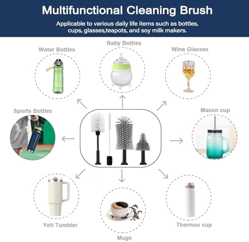 5-in-1 Long Handle Electric Water Bottle Brush, Straw Cleaner Brushes with Removable Brush Head, Water Bottle Brush, Bottle Brush,for Stanley Cups, Baby Bottles, Pacifiers - Image 6