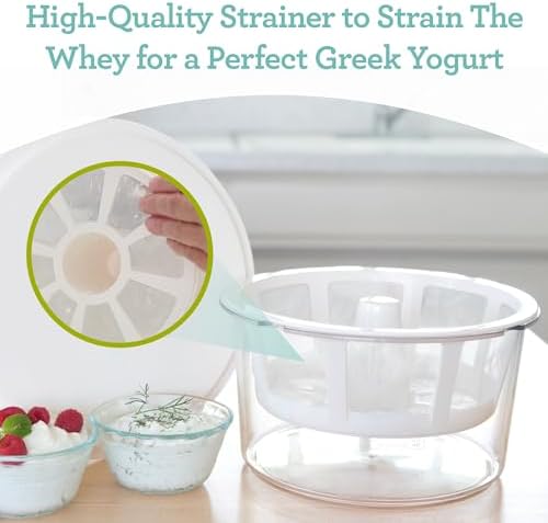 Euro Cuisine GY50 Greek Yogurt Maker with Ultra Fine Mesh Strainer Basket, BPA Free, Patented Greek Yogurt Strainer for Homemade Greek Yogurt (White) - Image 5
