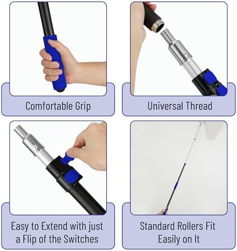 Bates- Telescopic Extension Pole, 12 Ft, Aluminum Alloy, Sturdy Multi-Purpose Extension Pole with Flip-Lock Design for Painting, Dusting and Cleaning - Image 3