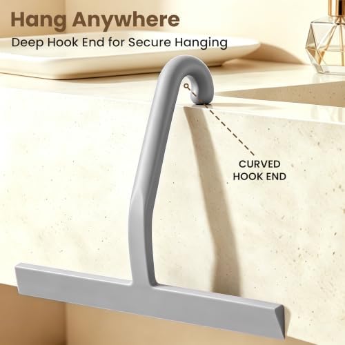 10 Inch Silicone Shower Squeegee for Glass Doors, Streak-Free, Grey - Image 4