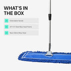 24 Inch Blue Commercial Dust Mop & Floor Sweeper with Extendable Handle – Mop for Hardwood, Tile, and Concrete Floor Cleaning - Image 4