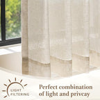 jinchan Linen Pinch Pleated Back Tab Tier Curtains, 26x20, Natural - Image 6